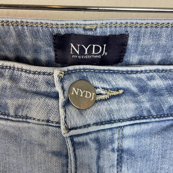 NYDJ Teresa Wide Leg Cropped Jeans Light Wash Frayed Hem Women's Size 14 - Picture 4 of 10